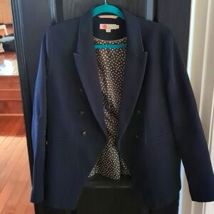 Boden Navy Blazer with Burgundy Collar